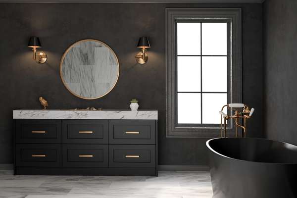 Be bold with black in bathroom