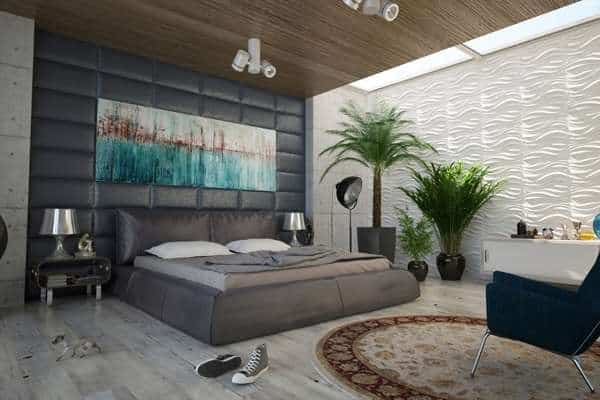 Circular Feature Wall in Rectangular Bedroom