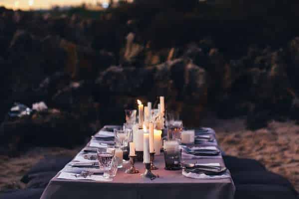 Outdoor table with candles
