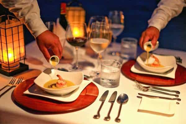 Serving food at an outdoor venue