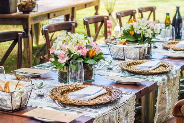  dining table with linens in outdoor