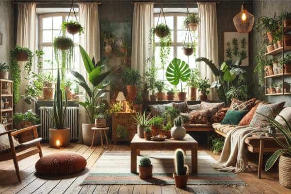 Bohemian Plant Styling for Living Room Indoor Plant Decoration