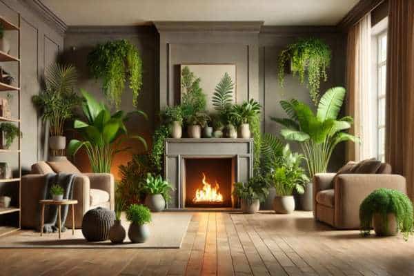 Decorating with Plants to Bring Life to the Fireplace Area for Decorate A Living Room With A Fireplace