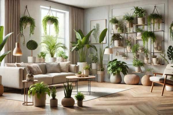 Plant Styling with Furniture for Arrange Plants In Living Room