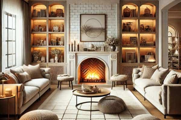 how to arrange living room furniture with a fireplace