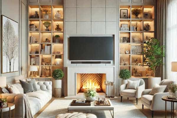 Style Inspirations for Living Room With Fireplace and TV