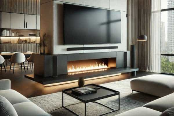 Floating TV Mounts and Flexible Viewing Options for Place TV in Living Room with Fireplace