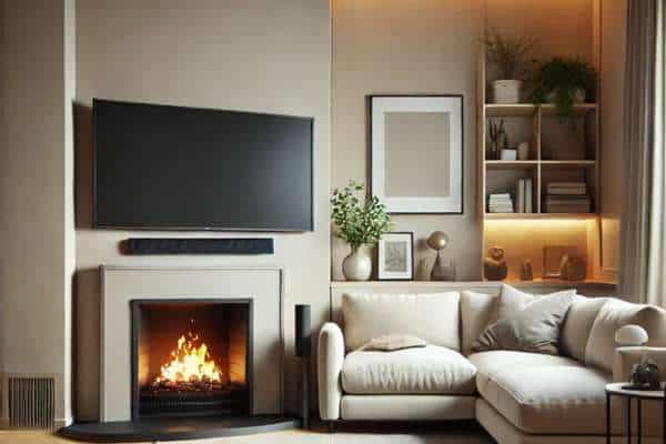 Placing the TV Next to the Fireplace for a Balanced Look for Place TV in Living Room with Fireplace