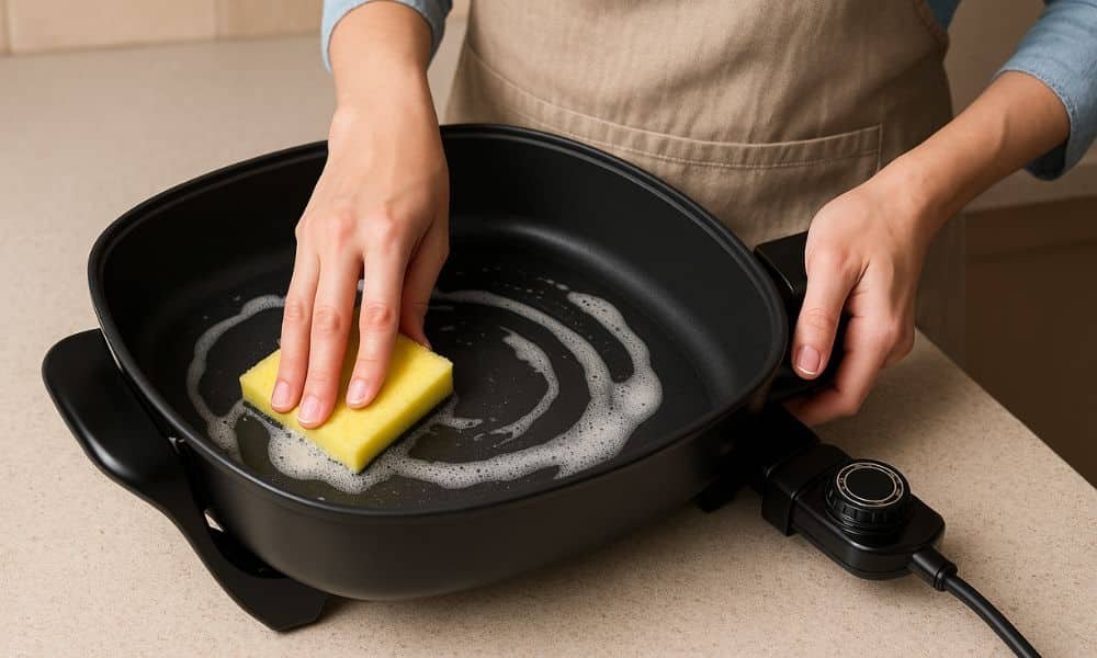 how to clean electric frying pan