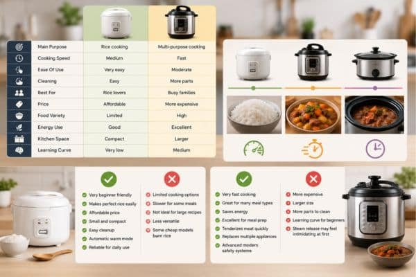 Rice Cooker Vs Pressure Cooker Comparison Table
